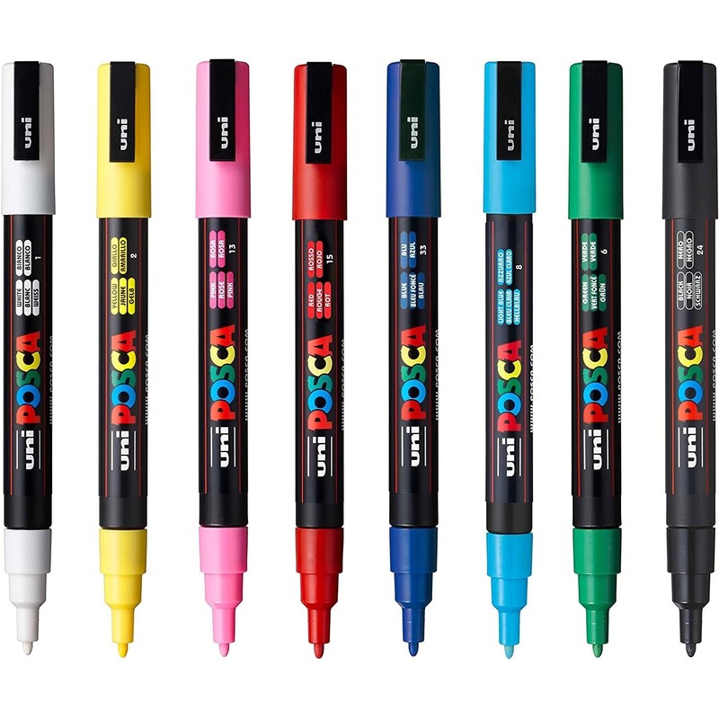 uni POSCA PC-3M Water-Based Paint Markers, Reversible Fine Tip (0.9-1.3mm),
