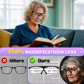 HQGZQL 250% Magnifying Glass with Light, Rechargeable Head Magnifier Glasses with Lights, Flip-top Hands Free Magnifier Eyeglasses for Close Work, Jewelry Reading Craft Hobby, Black