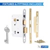 XFORT® 3 Lever Polished Brass Mortice Sashlock 75mm, Door Lock