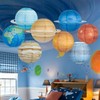 ANCLLO 8Pcs Planet Paper Lanterns Hanging Foldable Solar System Lanterns