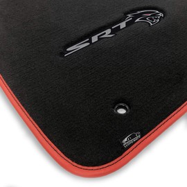 Lloyd Mats Custom-Fit Carpeted Floor Mats Premium Luxury Car Floor Liners for Dodge Challenger Hellcat AWD/RWD (Charcoal, 2PC AWD Single Logo (2019/ON) - SRT Redeye Logo)