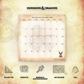 Grupo Erik Wandkalender 2023, Dungeons and Dragons Jahreskalender 2023, Kalender 2023 Wandkalender mit Geschenk Poster, Kalender 2023 zum Aufhängen, offizielle Lizenz, FSC zertifiziert