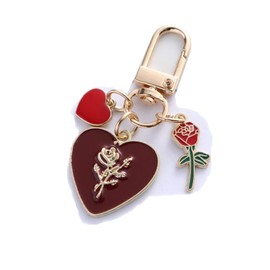 BYINGWD Rose Love Key Chain Cute Keychain Keychains For Women Fashion Anime Key Chains Key Chain Initial (Love roses)
