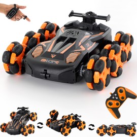 RAINMAX 6WD Gesture Sensing RC Stunt Cars, 2.4Ghz Remote Control Cars,Toys Gifts for Kids 8 9 10 11 12 Year Old Boys Girls,360° Rotation Drift Car with Light & Music DMRC010-O