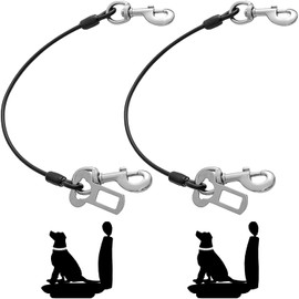 Mi Metty Dog Car Harnesses.Dog Car Seatbelt Made of Coated Wire Rope Safety Restraint No-Chew Tether Cable. Vehicle Harnesses with Double Clips and Latch Attachment
