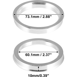 2pcs Aluminium Alloy Car Hub Centric Rings Wheel Bore Center Spacer (OD 73.1mm to ID 60.1mm)