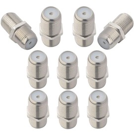 Boobrie F-Type Female to Female Cable Connector RG6 Connector F Female to F Female Adapter Female to Female Antenna Connector Low Loss TV Cable Connector for TV Antenna, Nickel Plated (10 Pieces)