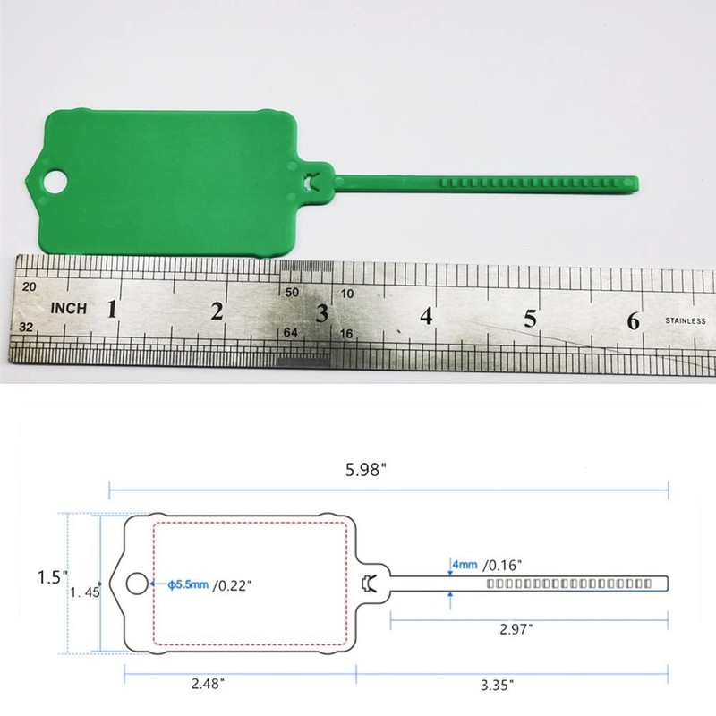 100pcs Reusable Blank Plastic Tags Ties Key Tags 1.45"*2.48" Serrated