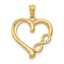 Jewelry Affairs 14K Real Solid Yellow Gold Infinity Symbol Heart Pendant Charm