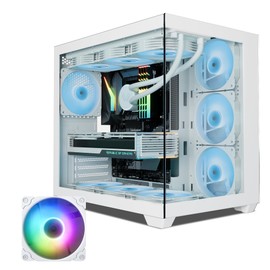 Vetroo AL900 ATX PC Case Customization ARGB & PWM Fanswith 270° Full View Tempered Glass, upports 360mm Radiator & 10 Fans, Type-C Ready, for 40 Series GPUs-White