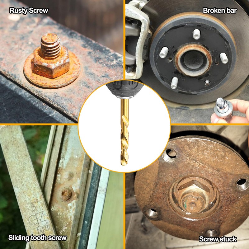 HSEAMALL 10PCS Screw Extractors with Left Hand Cobalt Drill Bits