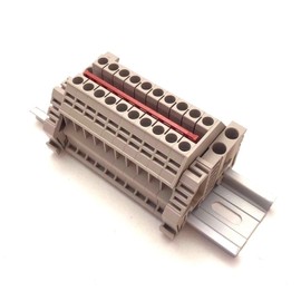 Dinkle Solar Combiner DK4N 10 Gang Box Connector DIN Rail Terminal Blocks, 10-22 AWG, 30 Amp, 600 Volt Power Distribution