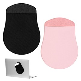 2 Pack Universal Stick-On Mouse Pouch, Mouse Holder for Laptop Compact Carrying Mice Sleeve with Reusable Adhesive No Glue Residue, Compatible with Computer, Laptop, Office, Home (Black,Pink)