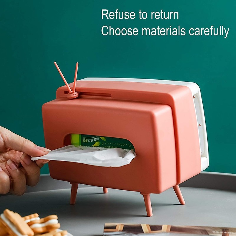 Retro TV Tissue Box Multi Storage Container, Mobile Phone Stand