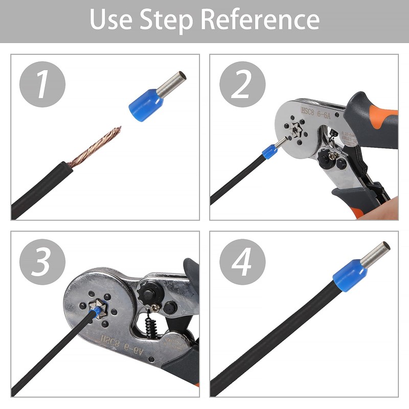 Ferrule Crimping Tool Kit, QCCAN AWG23-7(0.25-10mm²) Self-adjustable Ratchet Wire Crimping