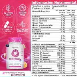 Multivitamínico Mujer 90 Cápsulas Womanity Vitaminas Mujeres Sin Sabor! Por Sus Ingredientes Naturales, Las Capsulas Tienen Un Ligero Olor A Arándano