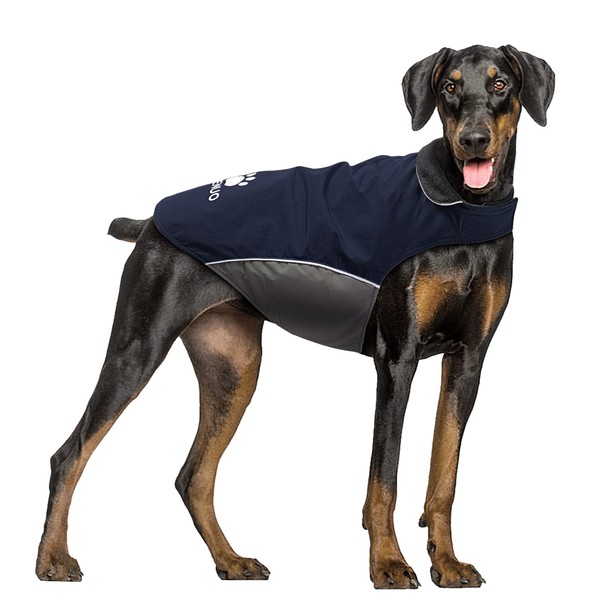 IREENUO Dog Raincoat, 100% Waterproof Dog Warm Jacket for Fall Winter, Rainproof Coat with Adjustable Velcro & Reflective Stripes for Medium Large Dogs (3XL, Blue)