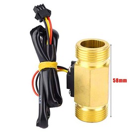 Water Flow Sensor POWERTOOL Hall Effect Flow Meter Copper Water Flow Switch Flowmeter Fluidmeter for Water Heaters, Flow Measurement Device, etc (1/2")