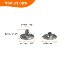 QUARKZMAN Set of 60 Leather Rivets 12 x 8 mm Round Double Cap Tubular Metal Hollow Rivets Pointed Rivets Accessories Screw Rivets Back Rivets for Punch Pliers Belt Decoration Clothing Crafts (Gunmetal