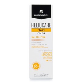 Heliocare 360 Color Gel Oil-Free Beige SPF 50 50ml / Gel Sunscreen For Face/Daily UVA UVB Visible Light Infrared-A Anti-Ageing Sun Protection/Matte Foundation Coverage