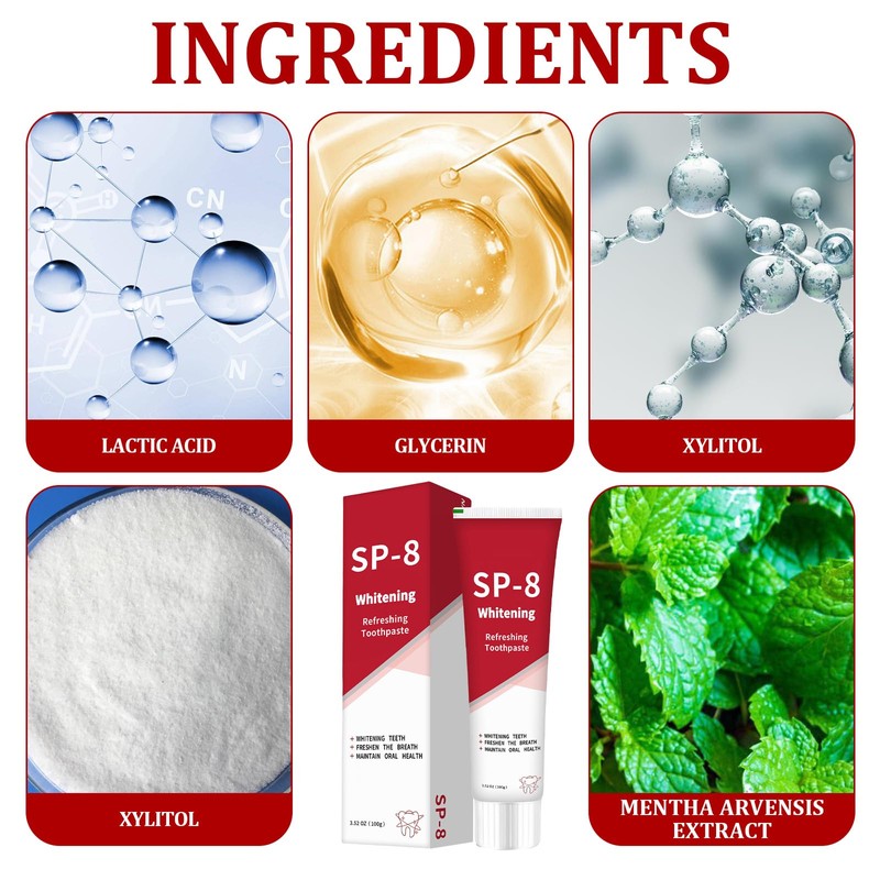 2PCS Sp8 Probiotic Toothpaste,Fresh P-8 Probiotics Toothpaste, Sp-8 Ultra Whitening