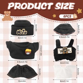 2Pcs Doll Clothes Set, 17cm Dolls Stylish Clothes Accessories, Cute Dress Up Crochet Outfit (No Doll) (black)