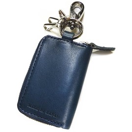 BlissLeather (Tochigi Leather Made in Japan) Luxury Genuine Leather Smart Key Case, 3 Layers, Canabira, KYY Zipper, Made in Japan, navy_1