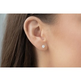 Heather Needham Sterling Silver Cubic Zirconia round Stud Earrings - SIZE: 4mm. Gift Boxed Silver cubic zirconia earrings. Clear (White) CZ. B41HN/5554CZ