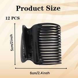 Lightweight Plastic Hair Curler Claw Clips, 12 Pcs Black
