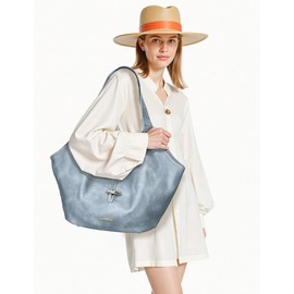 Hobo Bag Slouchy Purse for Women Western Rivets Shoulder Handbags with Wallet Trendy Satchel Bag Tote Underarm Clutch Bag Purses and Handbags AAA-LXB-020-BL