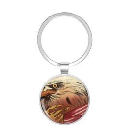 BKR Graphics 4Th Of July American Usa Flag Patriotic Eagle Metal Double Sided Key Chain Keychain