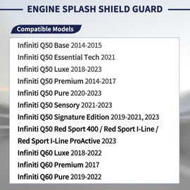 Magimaker Engine Splash Shield Guard 758904GE1A IN1228132 17010063 Compatible with Infiniti Q50 2014-2023 Q60 2017-2022 Skid Plate Lower Front Engine Cover Lid