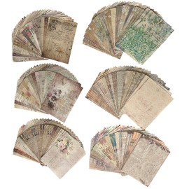 Huralona 200 Sheets Vintage Scrapbooking Paper Pads Journaling Paper Supplies Decorative Origami Scrapbook Paper Pack Patterned Cardstock for Travel