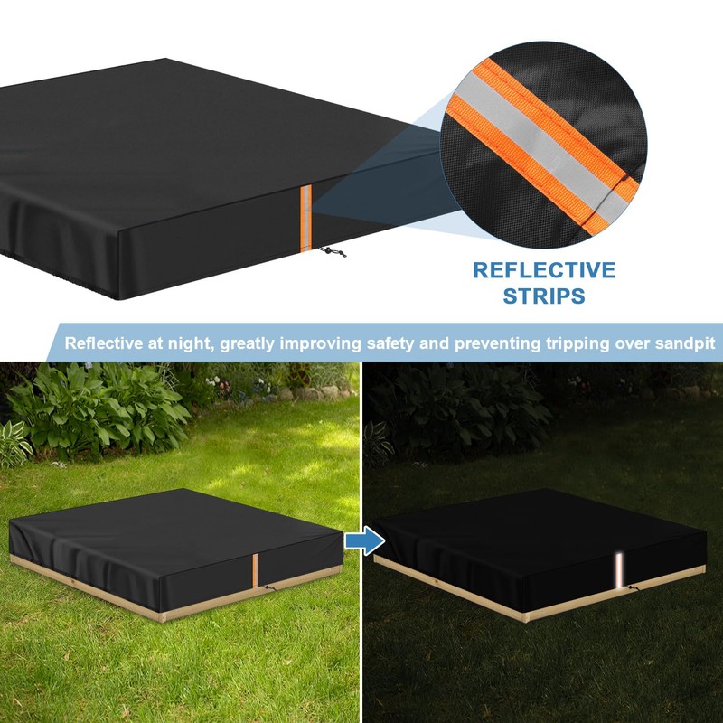 VANSHEIM Sandbox Cover Square Waterproof Sand Pit Cover with Drawstring