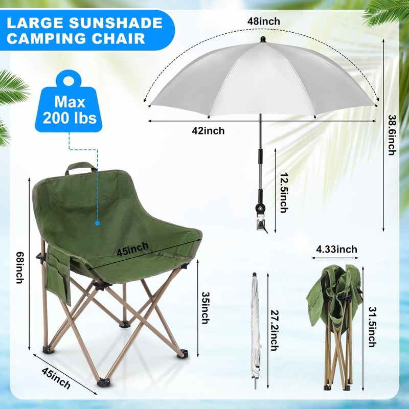 Burbell 2 Set Beach Chair with Umbrella Foldable Camping Chair
