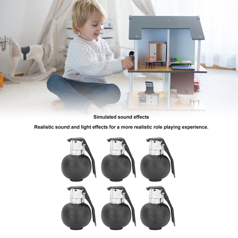 6PCS Kids Hand Grenades Toy with Realistic Sound Light Effect