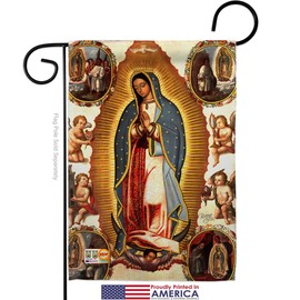 Breeze Decor Faith Our Lady of Guadalupe Garden Flags Pack Religious Hope Grace Peace Dove Christian Religion Easter USA Vintage Applique Small Decorative Gift Yard House Banner US Made 13 X 18.5