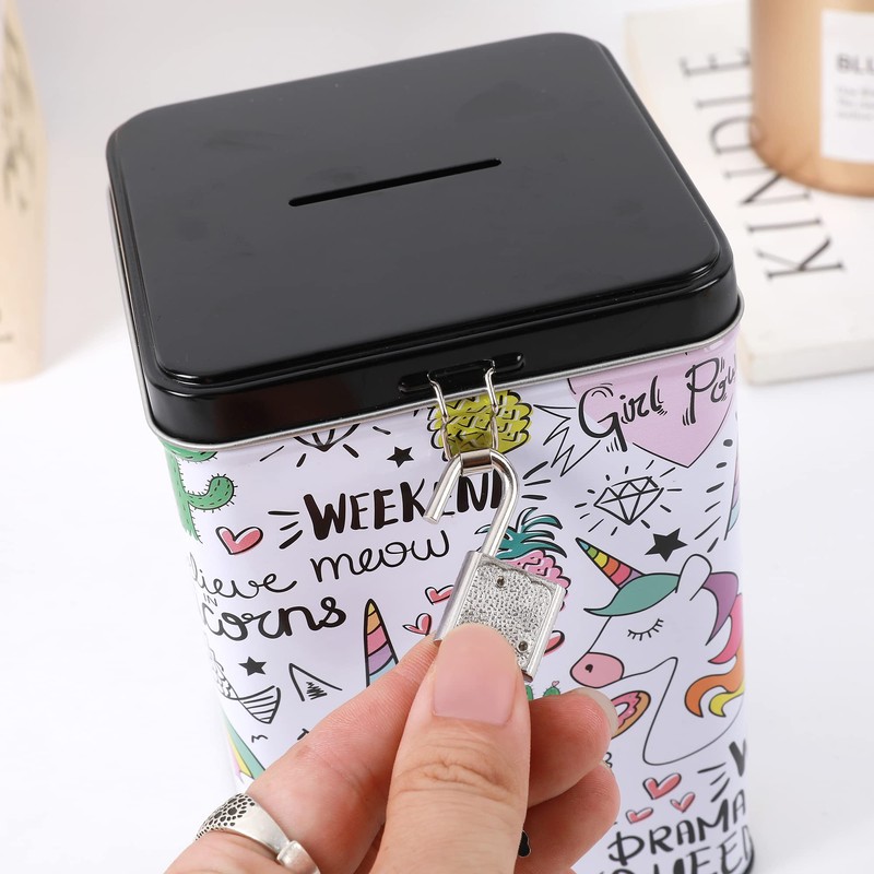 I-TOTAL® Funny Money Box with Padlock and Keys, Metal Money