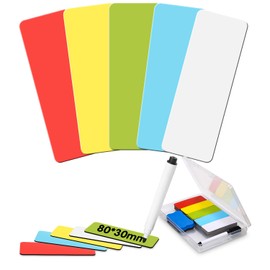 Pack of 100 Magnetic Strips Writeable, 80 x 30 mm Writeable Magnets for Kanban Board, Wipe-Clean Magnetic Signs for Labelling, Whiteboard Magnet for Fridge Metal Cabinet (5 Colours)
