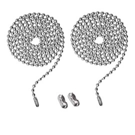 2 Pcs Stainless Steel Switch Chain Extender Ceiling Fan Pull Chain String Extension Beaded Ball Light Pulls Extension Chains with Connector(1 Meter Length)