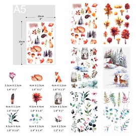 10 Sheets Transfer Stickers, Rub Scrapbook Stickers, Flower Stickers, Decoration Planner, Stickers, Plant Stickers for Scrapbooking, Diary, Album, Bullet Journals, DIY Arts and Crafts (Forest)