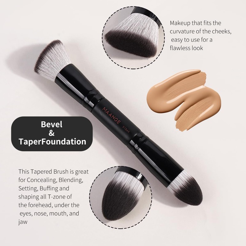MAANGE Brochas Maquillaje, 4 Brochas de Maquillaje Premium de Doble