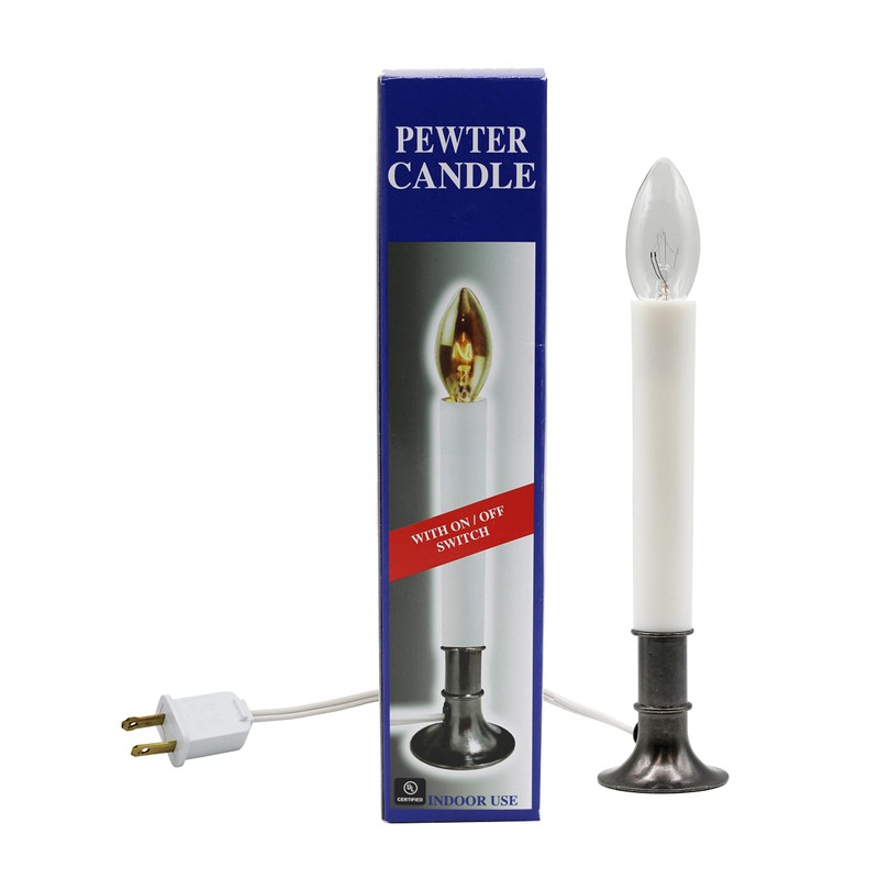 Creative Hobbies Electric Window Candle Lamp with Pewter Plated Base,