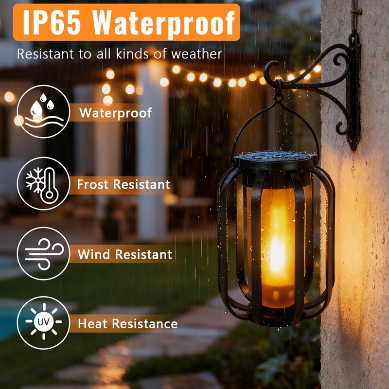 (New) 2 Pack Solar Lanterns Lights, Solar Lights Outdoor with