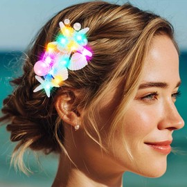 BARTOSI Light Up Mermaid Hair Clips Seashell Hair Barrettes Starfish Hair Accessories for Women and Girls
