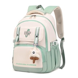 IvyH Children's Backpack Girls Stylish School Backpack for Girls and Teenagers - Waterproof Casual Daypack Large, Perfect as a School Bag for 3-6th Grade Girls, 8536# Green, Rucksack Backpacks