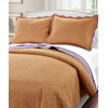 Serenta 3 Piece Solid Reversible Microfiber Quilts Set, King, Orange/Purple