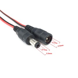 HUABLUE 10 Pairs DC Power Pigtail Cable, 12V 5A Male and Female for CCTV Security Camera and Lighting Power Supply and Party Lighting Power Connector (5.5mm x 2.1mm)
