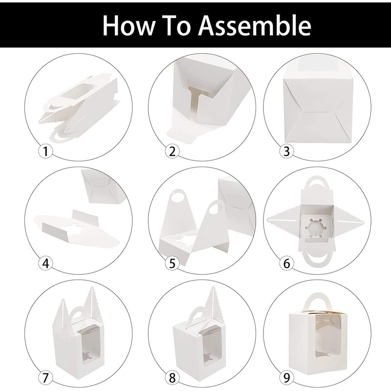 Selecto Bake 6 Pcs Paper Cupcakes Boxes, Portable Single Cupcake