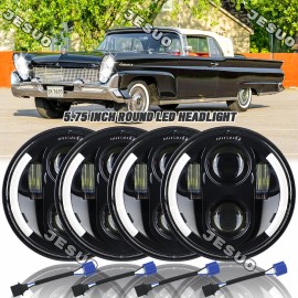 JESUO 4PCS 5-3/4" 5.75" LED Headlights Hi/Lo Beam For Lincoln Continental 1958-1979 A+